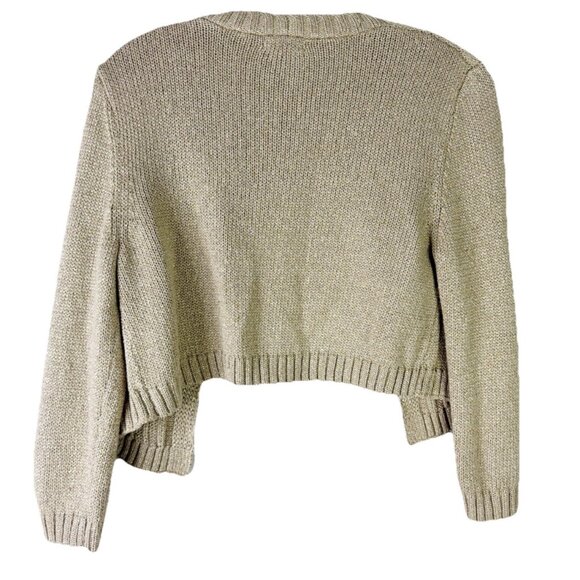 Cache' Medium Shrug Sweater Bolero Shoulder Cover Gold Metallic Threads EUC - Picture 2 of 6